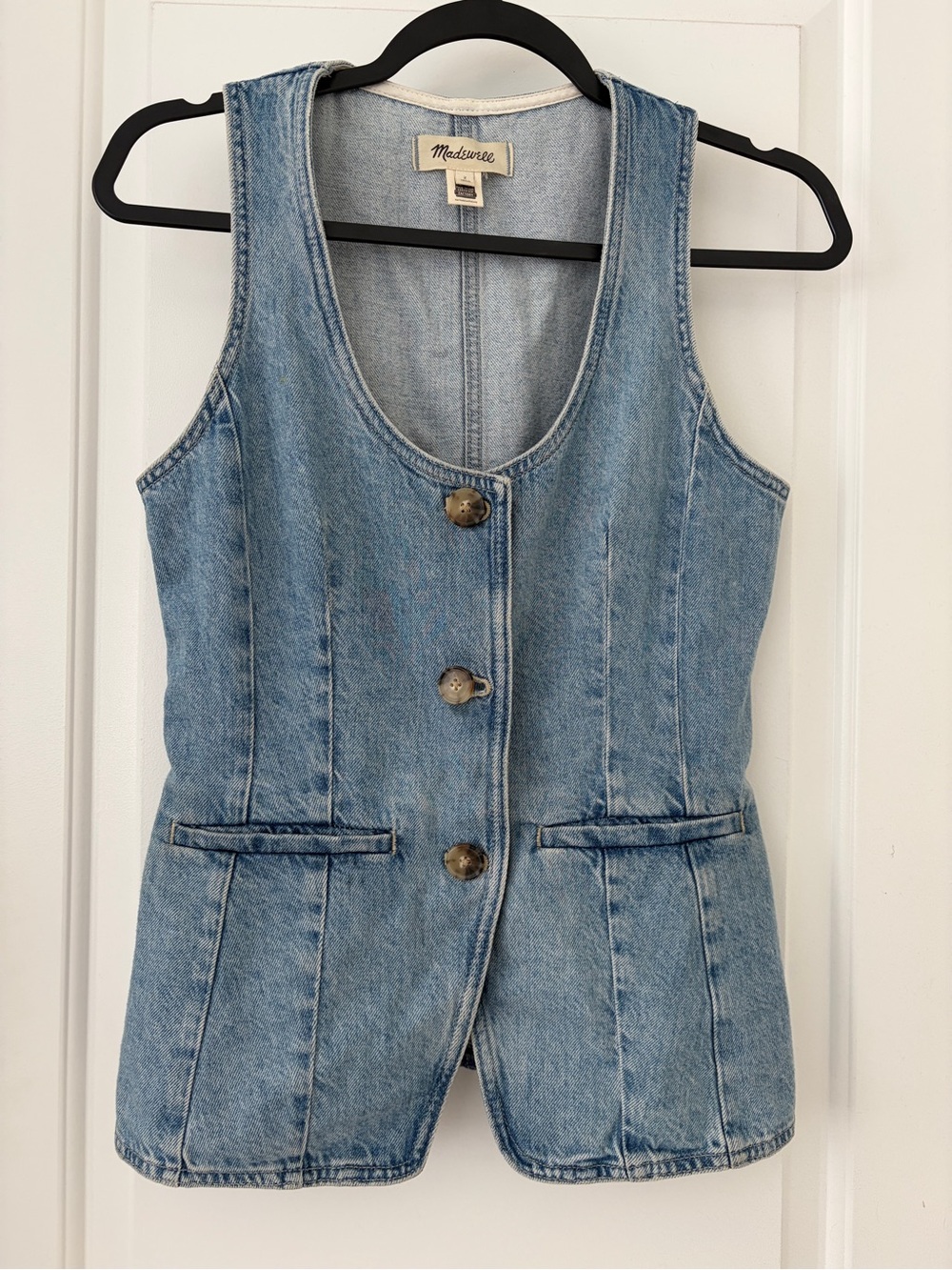 Madewell Light Blue Denim Button Front Vest